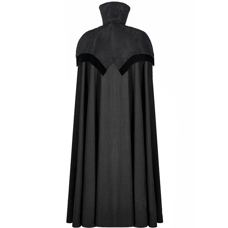 Medieval Men's Cloak with Jacquard Double-Layered Shawl Gothic Pirate Vampire Cloak