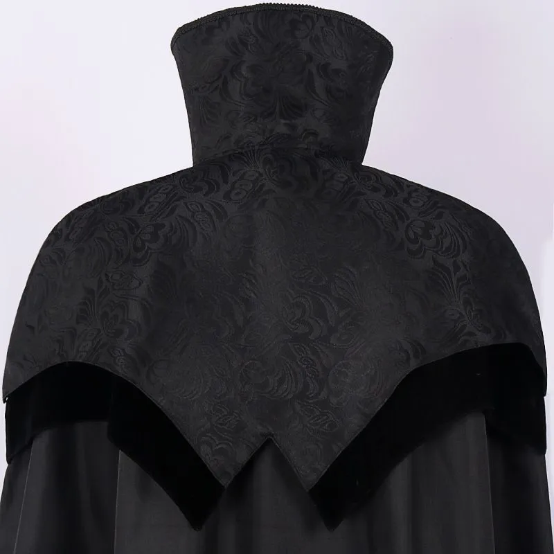 Medieval Men's Cloak with Jacquard Double-Layered Shawl Gothic Pirate Vampire Cloak