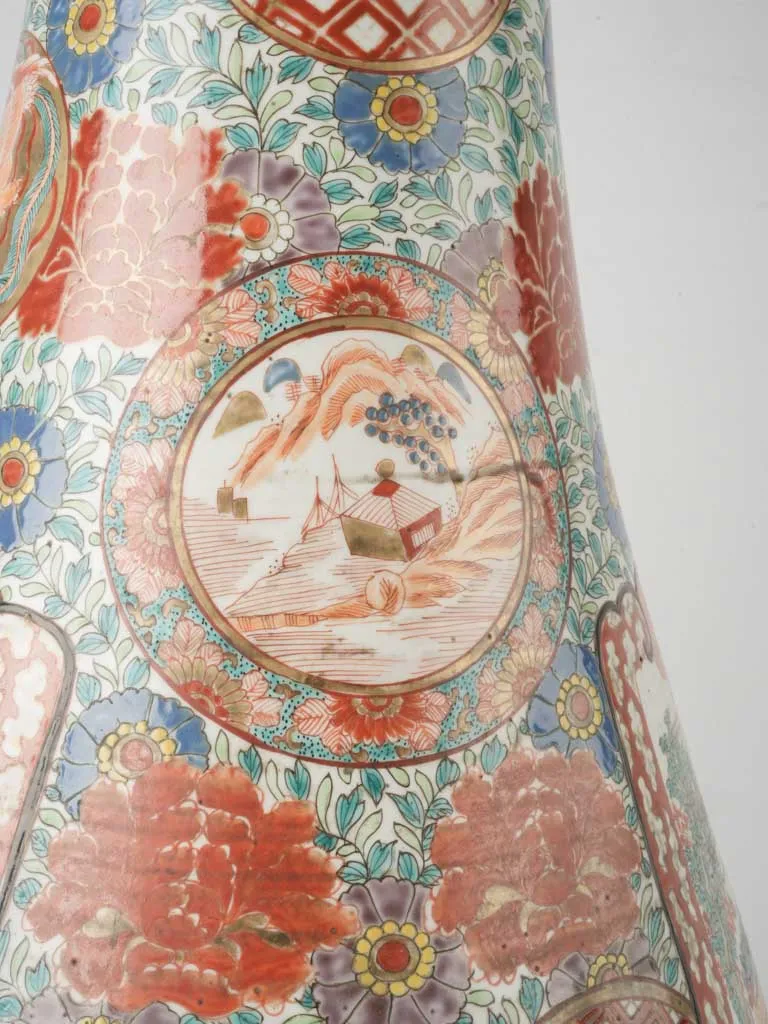 Monumental Pair of Late 19th-Century Japanese Imari Porcelain Vases on Gilded Bases 49½"