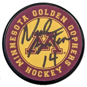 Neal Broten Autographed Minnesota Golden Gophers #14 Logo Puck