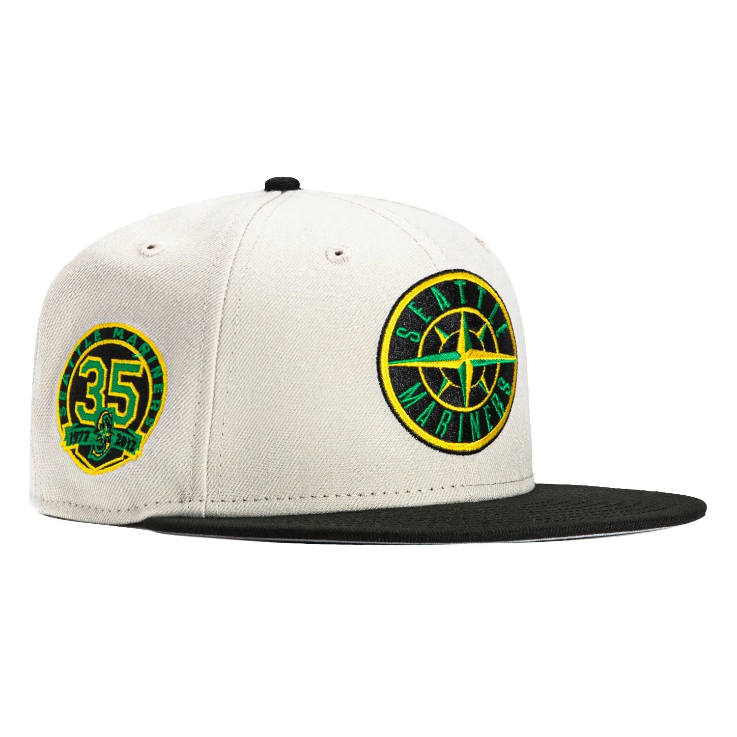 New Era 59Fifty Stoney Seattle Mariners 35th Anniversary Patch Logo Hat - Stone, Black