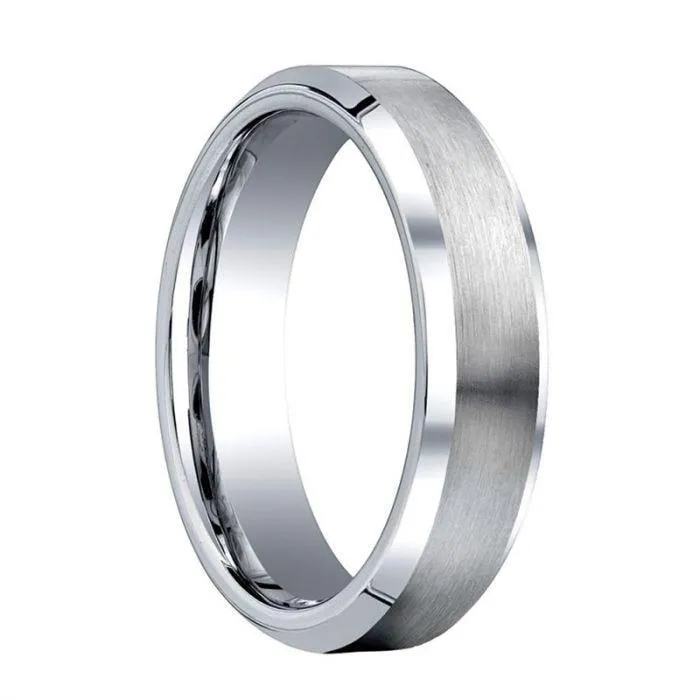 OPTIO Benchmark Beveled Cobalt Chrome Wedding Band with Brushed Center - 6 mm