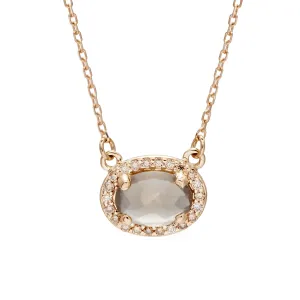 Pavé Amulet Necklace -  14k Gold, Grey Moonstone & Champagne Diamond