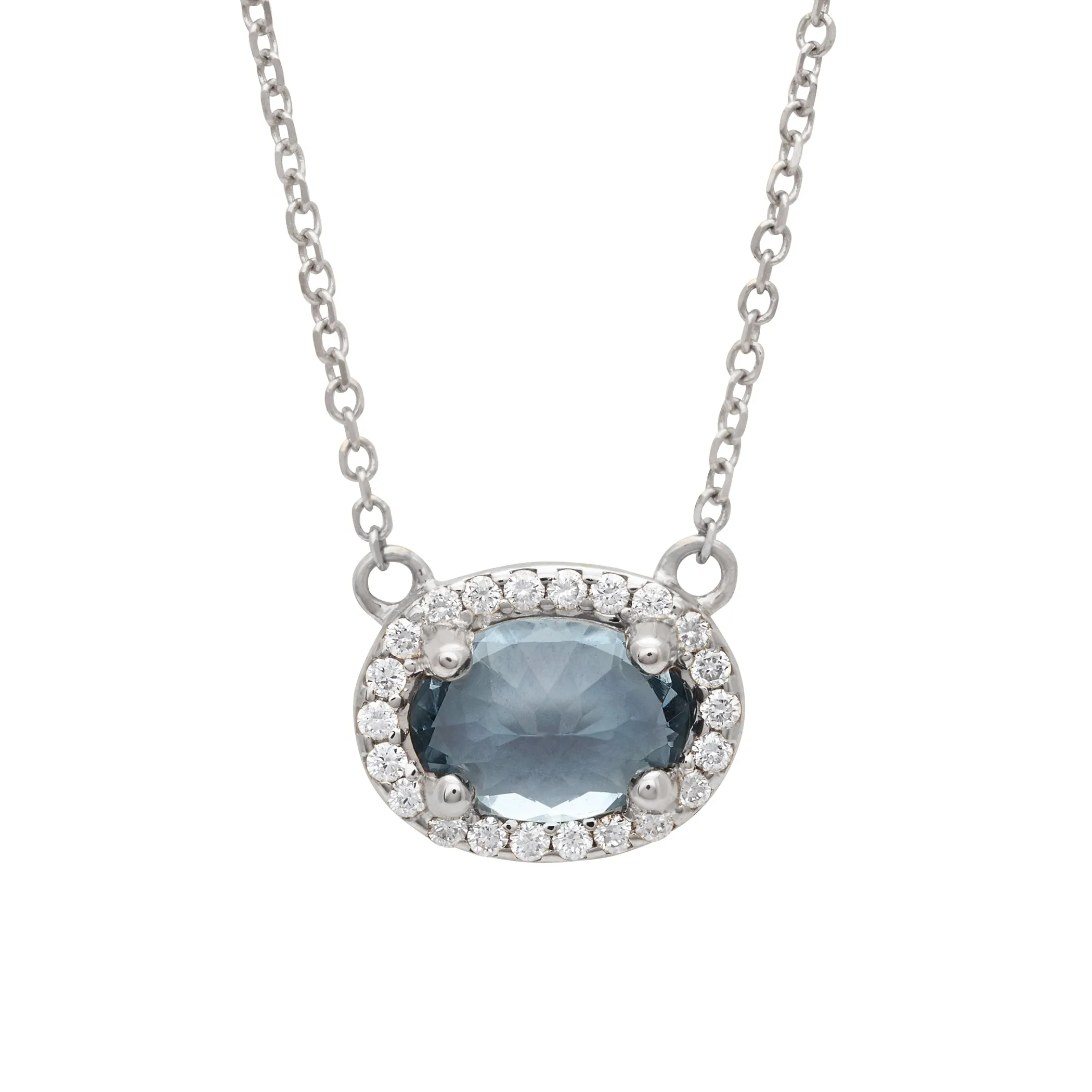 Pavé Amulet Necklace -  14k Gold, Grey Spinel & White Diamond