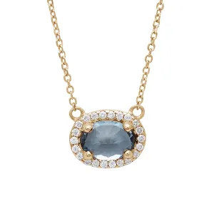 Pavé Amulet Necklace -  14k Gold, Grey Spinel & White Diamond