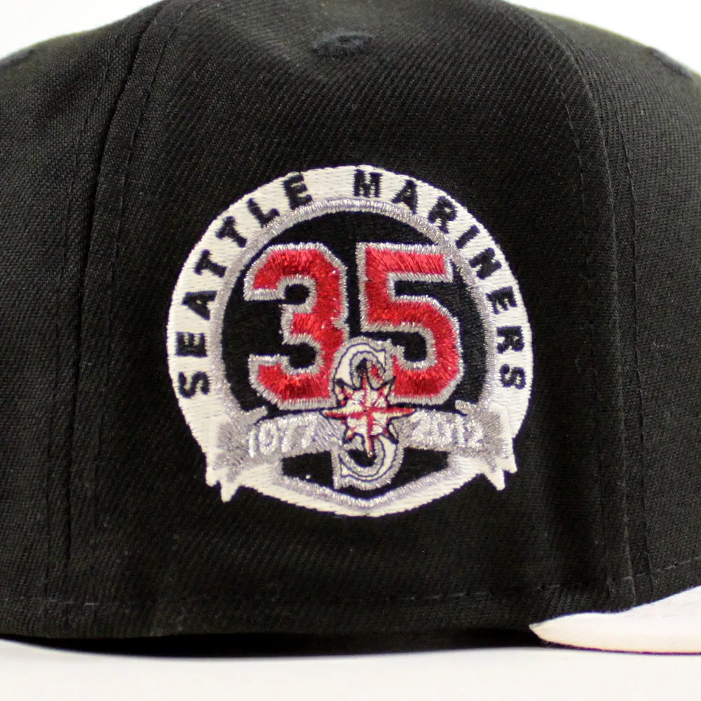 Seattle Mariners 35th Anniversary New Era 59Fifty Fitted Hat (Black White Red Under Brim)