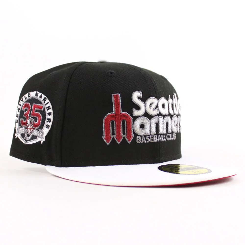 Seattle Mariners 35th Anniversary New Era 59Fifty Fitted Hat (Black White Red Under Brim)