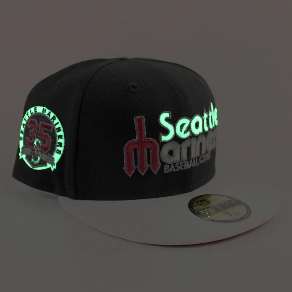 Seattle Mariners 35th Anniversary New Era 59Fifty Fitted Hat (Black White Red Under Brim)