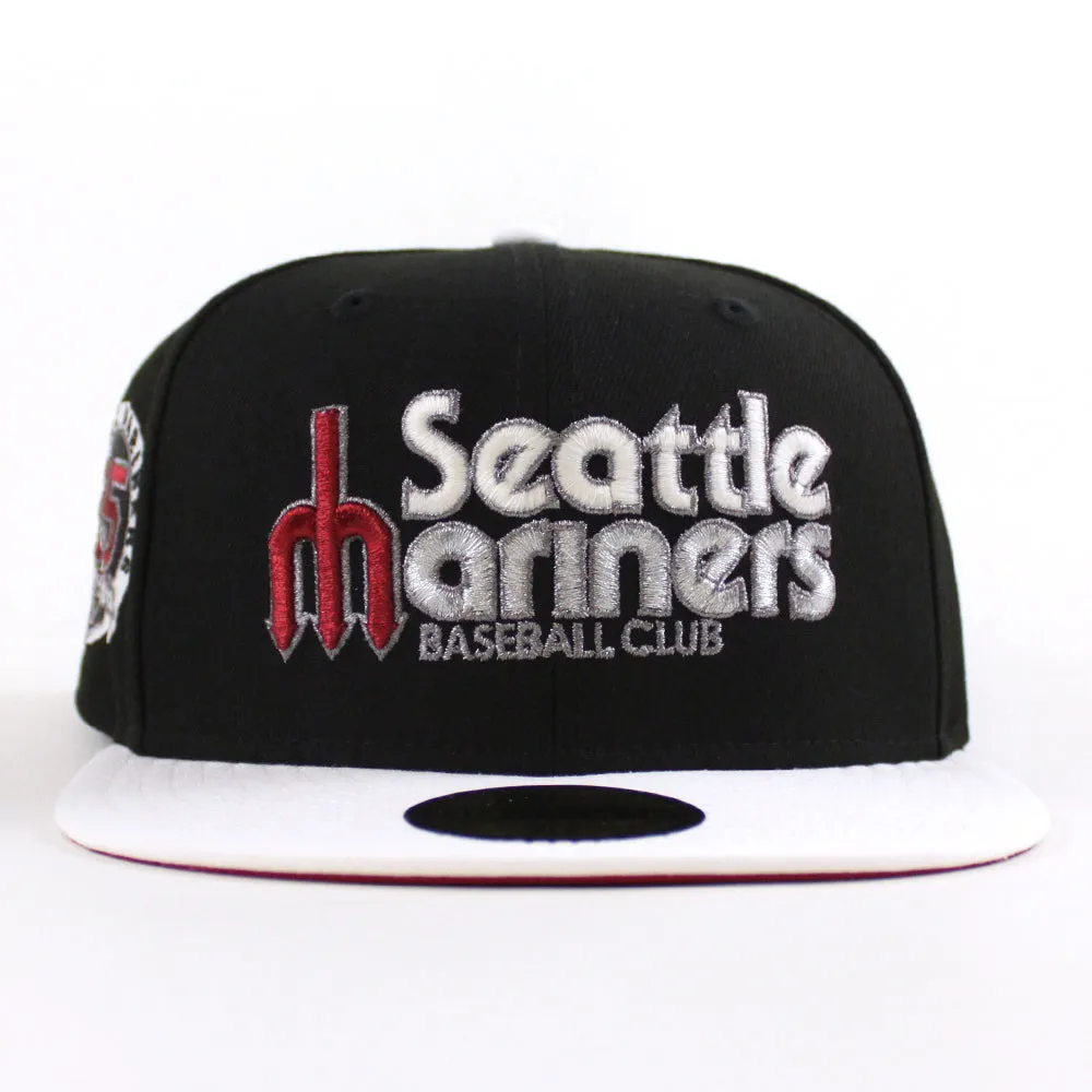 Seattle Mariners 35th Anniversary New Era 59Fifty Fitted Hat (Black White Red Under Brim)