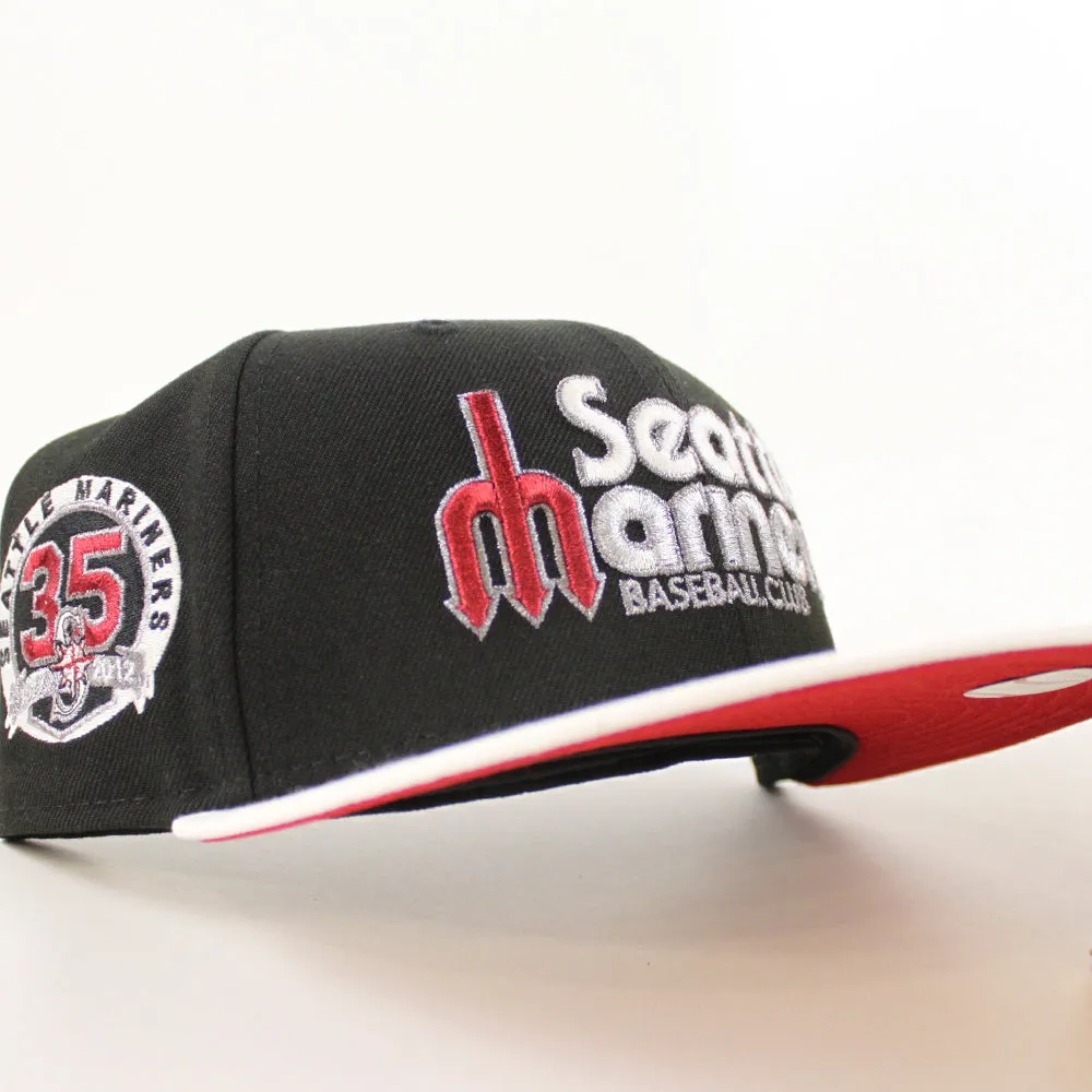 Seattle Mariners 35th Anniversary New Era 59Fifty Fitted Hat (Black White Red Under Brim)