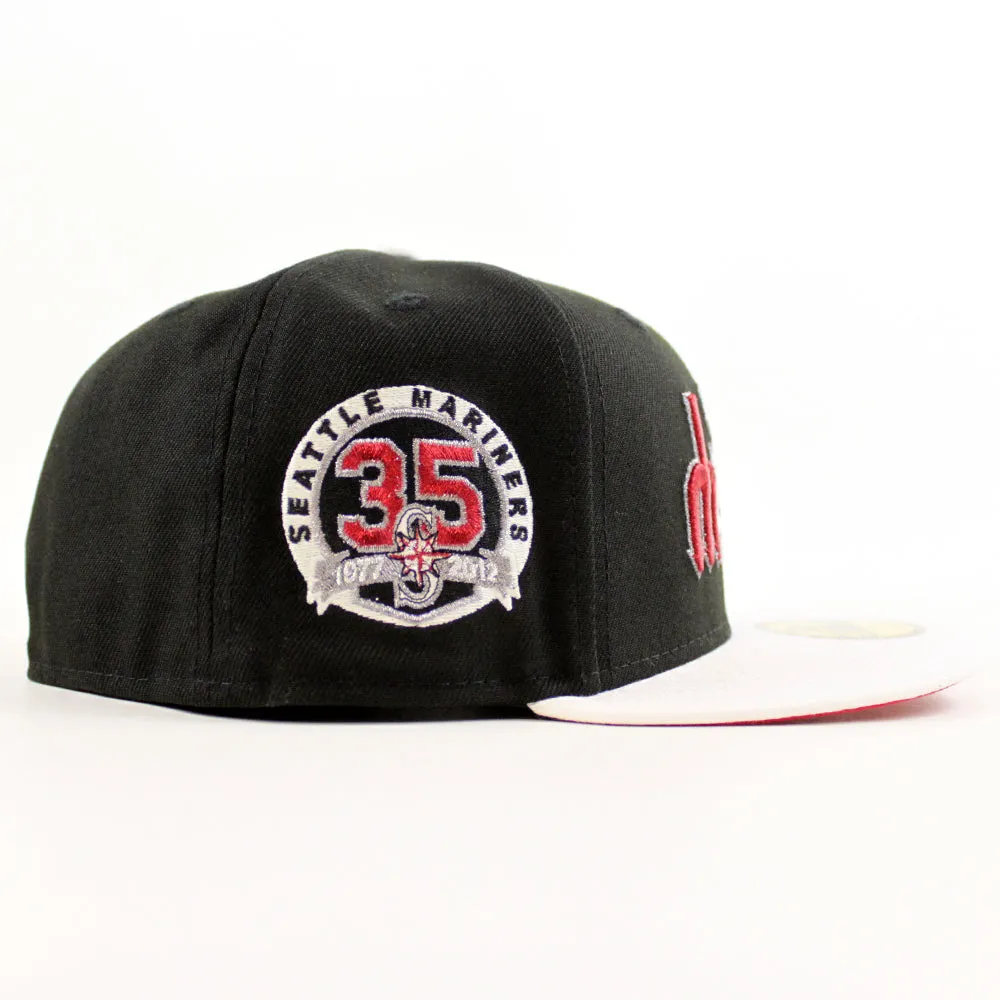 Seattle Mariners 35th Anniversary New Era 59Fifty Fitted Hat (Black White Red Under Brim)