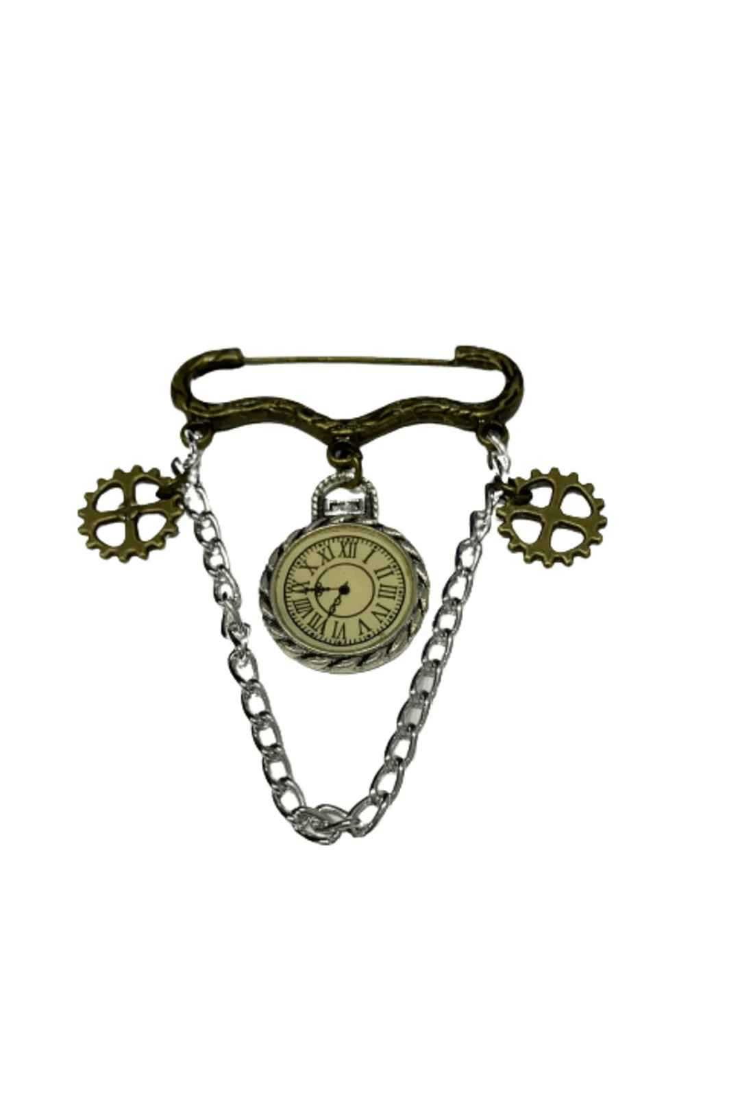 Steampunk Clock and Gears Pin