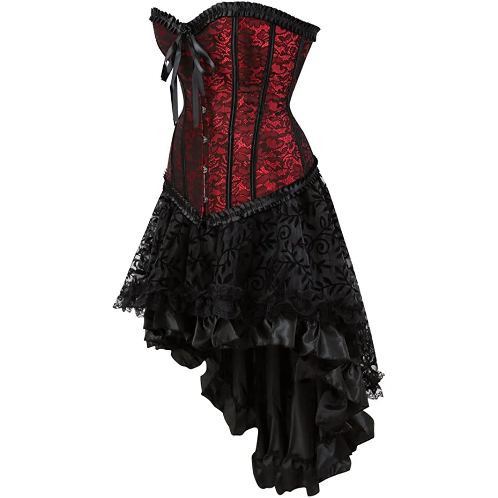 Steampunk Corsets Skirt Burlesque Halloween Costume Set