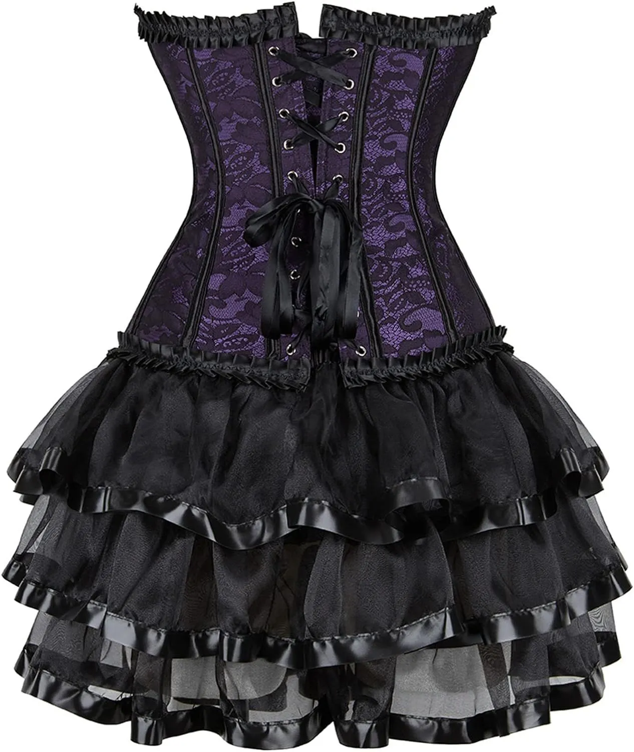 Steampunk Costume Women Corset Dress Gothic Corset Skirt Set Burlesque Dress Costume