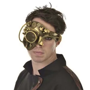 Steampunk Half Face Mask- Gold