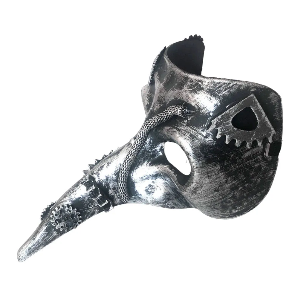 Steampunk Long Nose Silver Mask Without Goggles