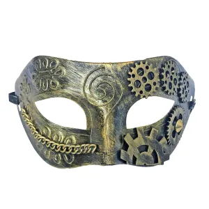 Steampunk Masquerade Mask Gold With Link Chain