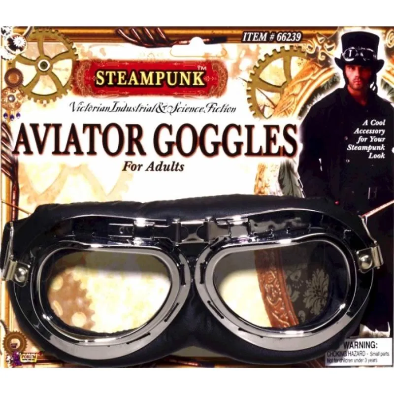 Steampunk Silver Aviator Goggles