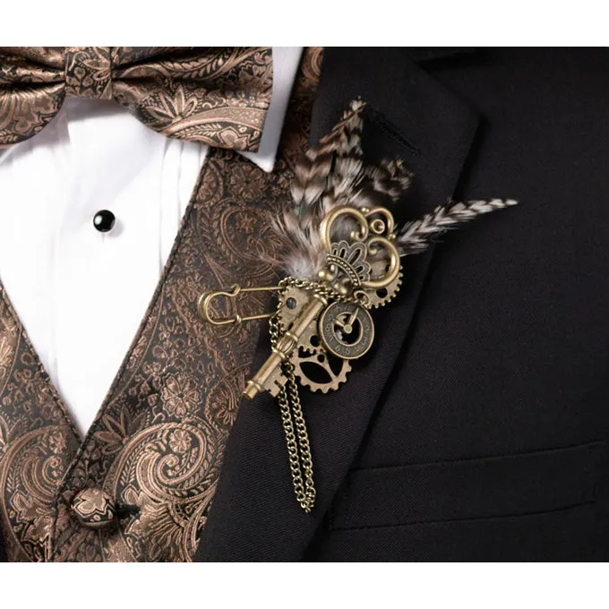 Steampunk Wedding Groom Groomsmen Boutonniere