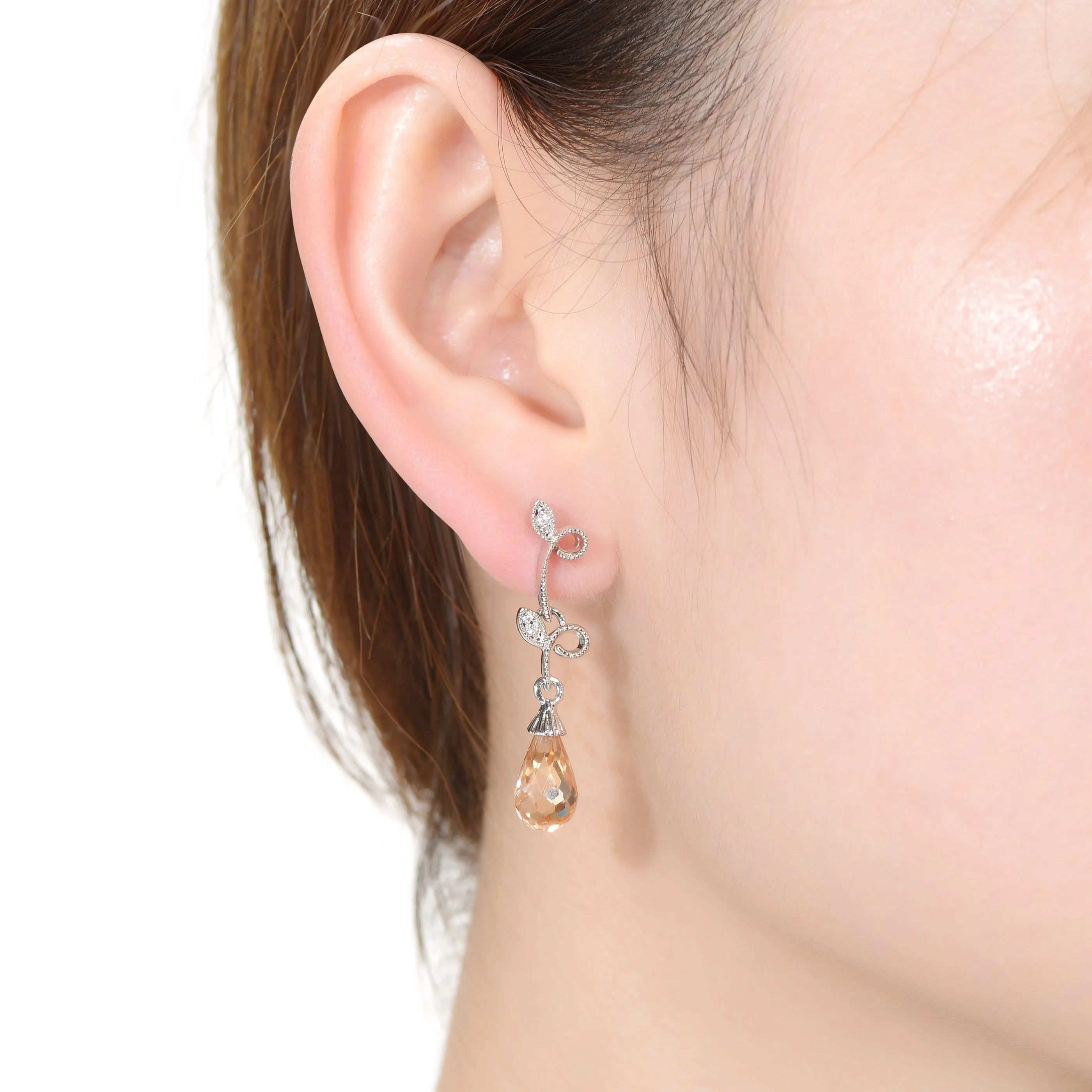 Sterling Silver Teardrop Cubic Zirconia Earrings