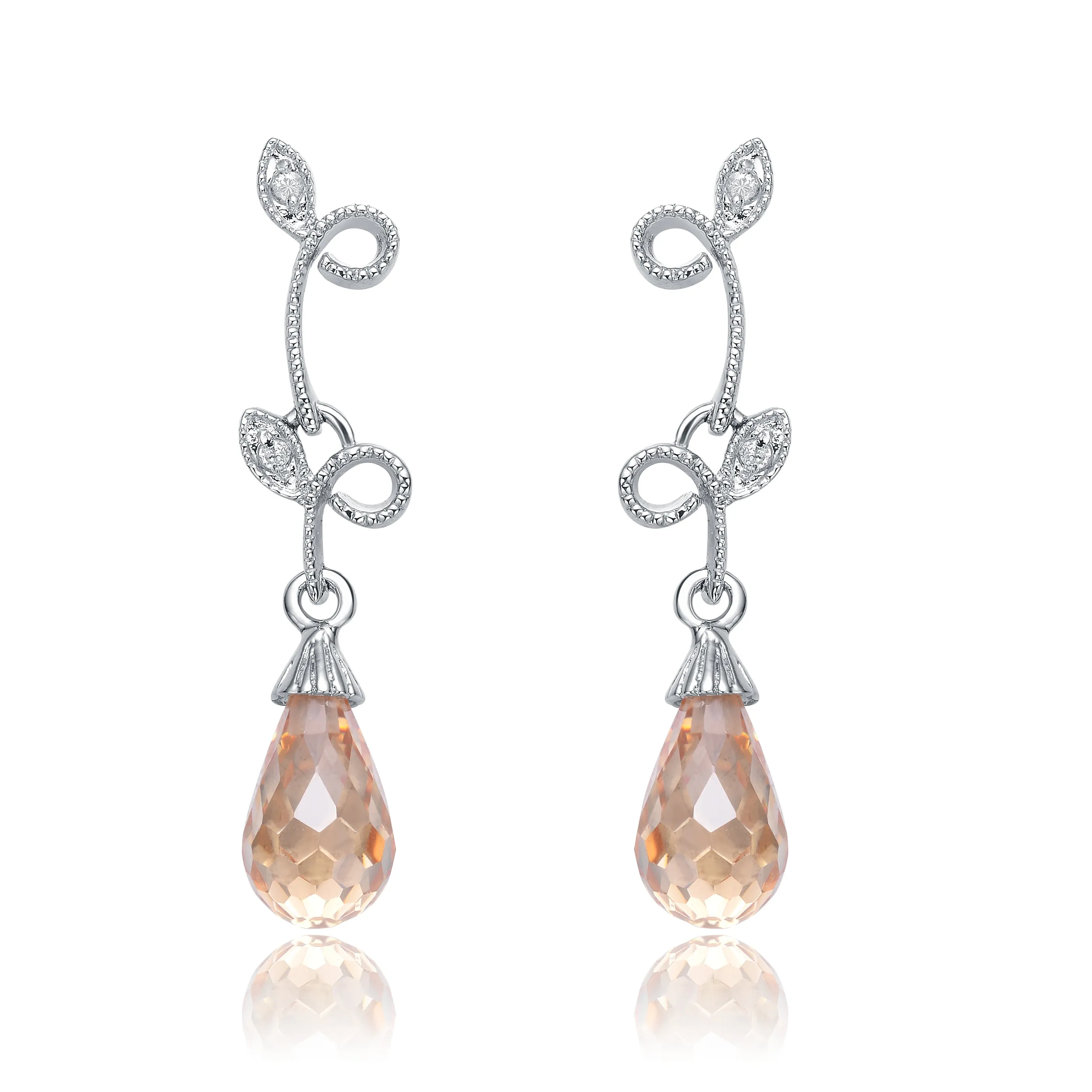 Sterling Silver Teardrop Cubic Zirconia Earrings