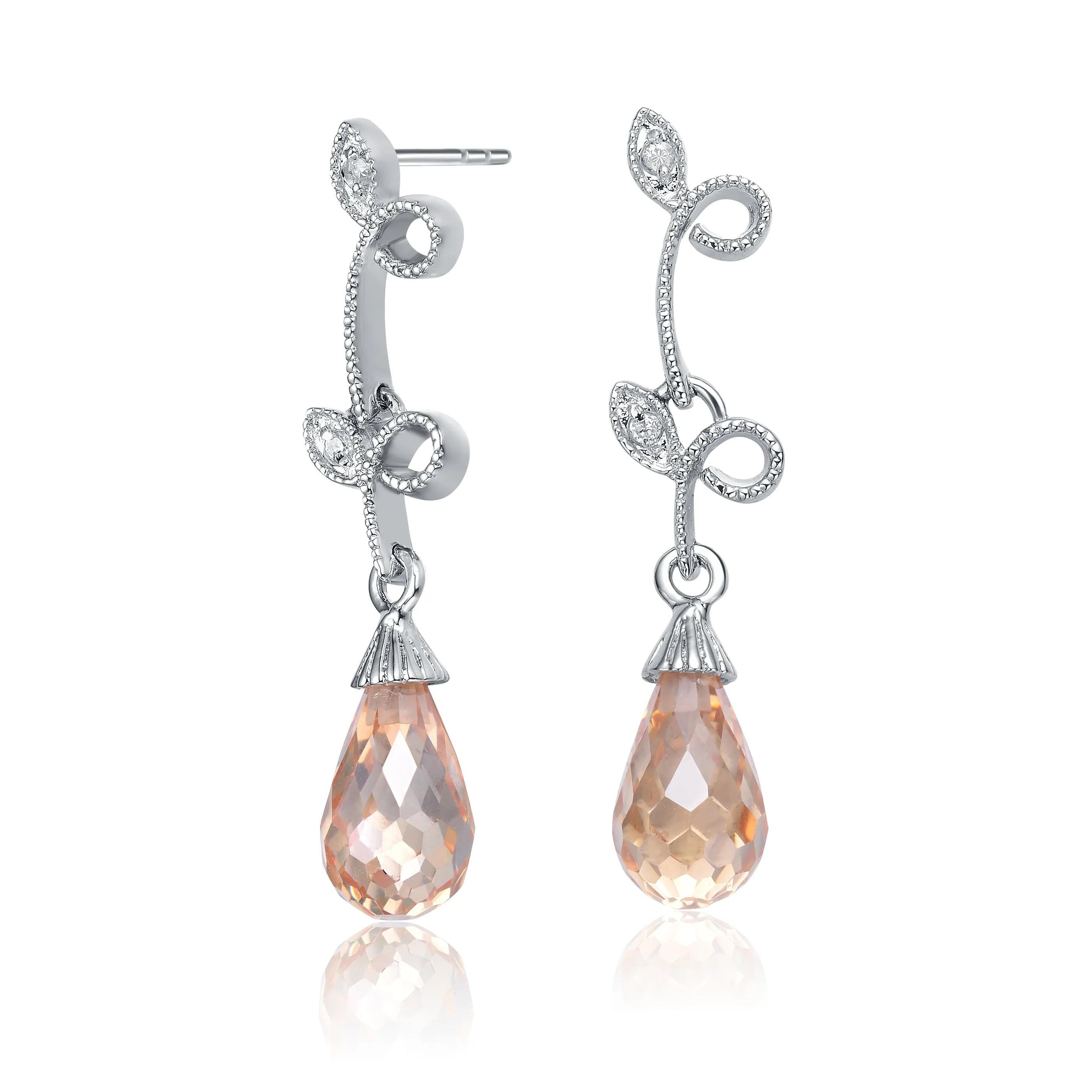 Sterling Silver Teardrop Cubic Zirconia Earrings