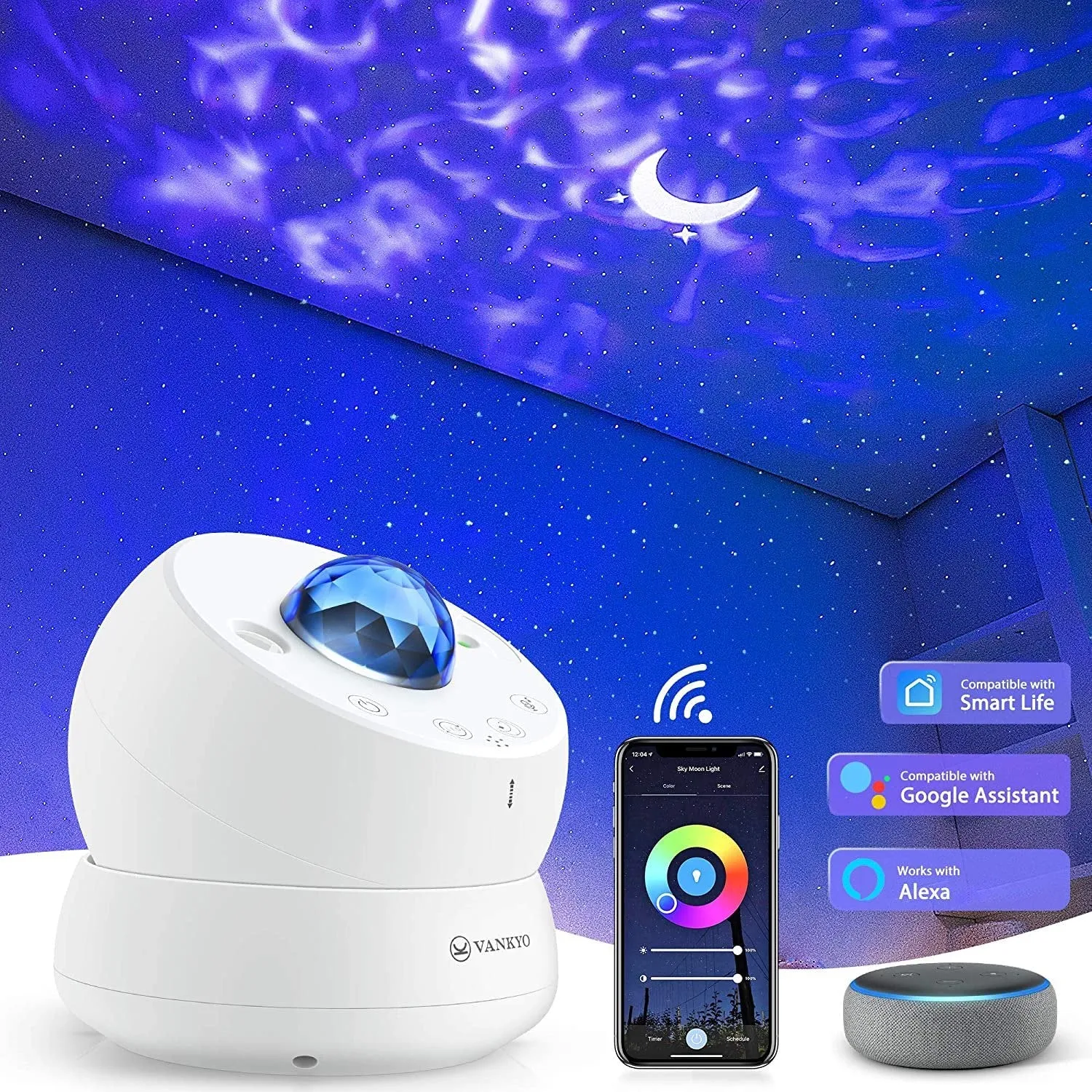 VANKYO Galaxy Smart Night Light Projector with APP and Voice Control