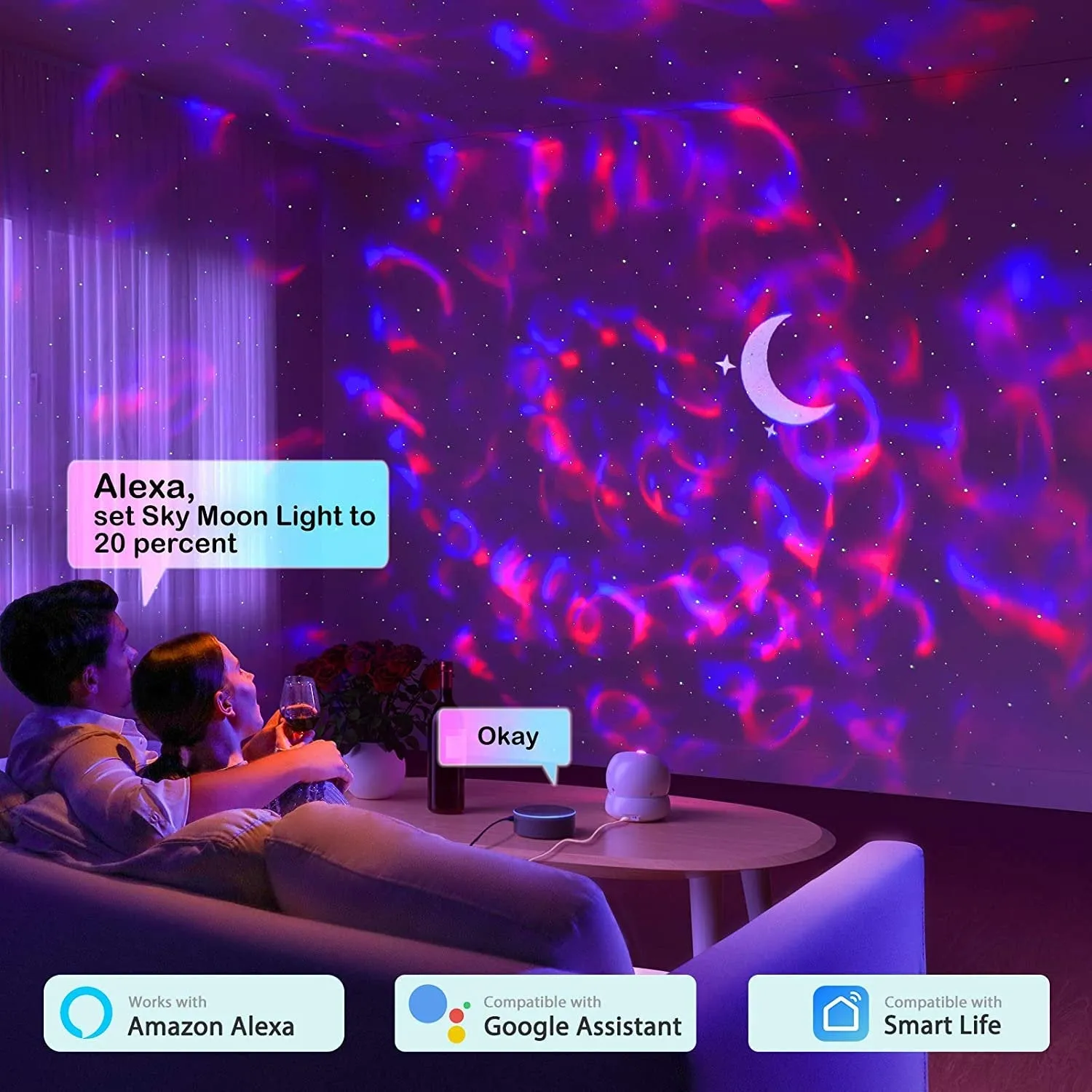 VANKYO Galaxy Smart Night Light Projector with APP and Voice Control