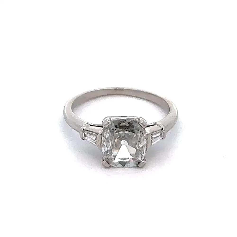 Vintage GIA 1.47 Carat Old Mine Cut Diamond Platinum Ring