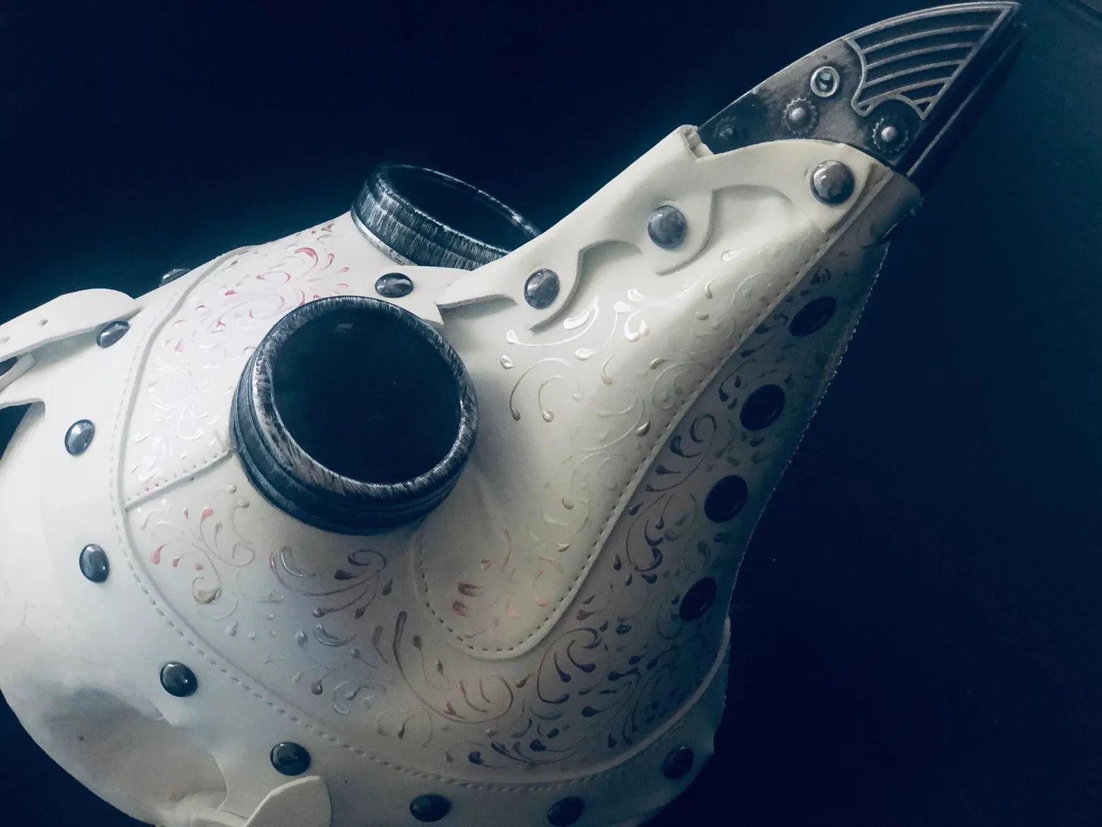 White Steampunk Filigree Plague Mask