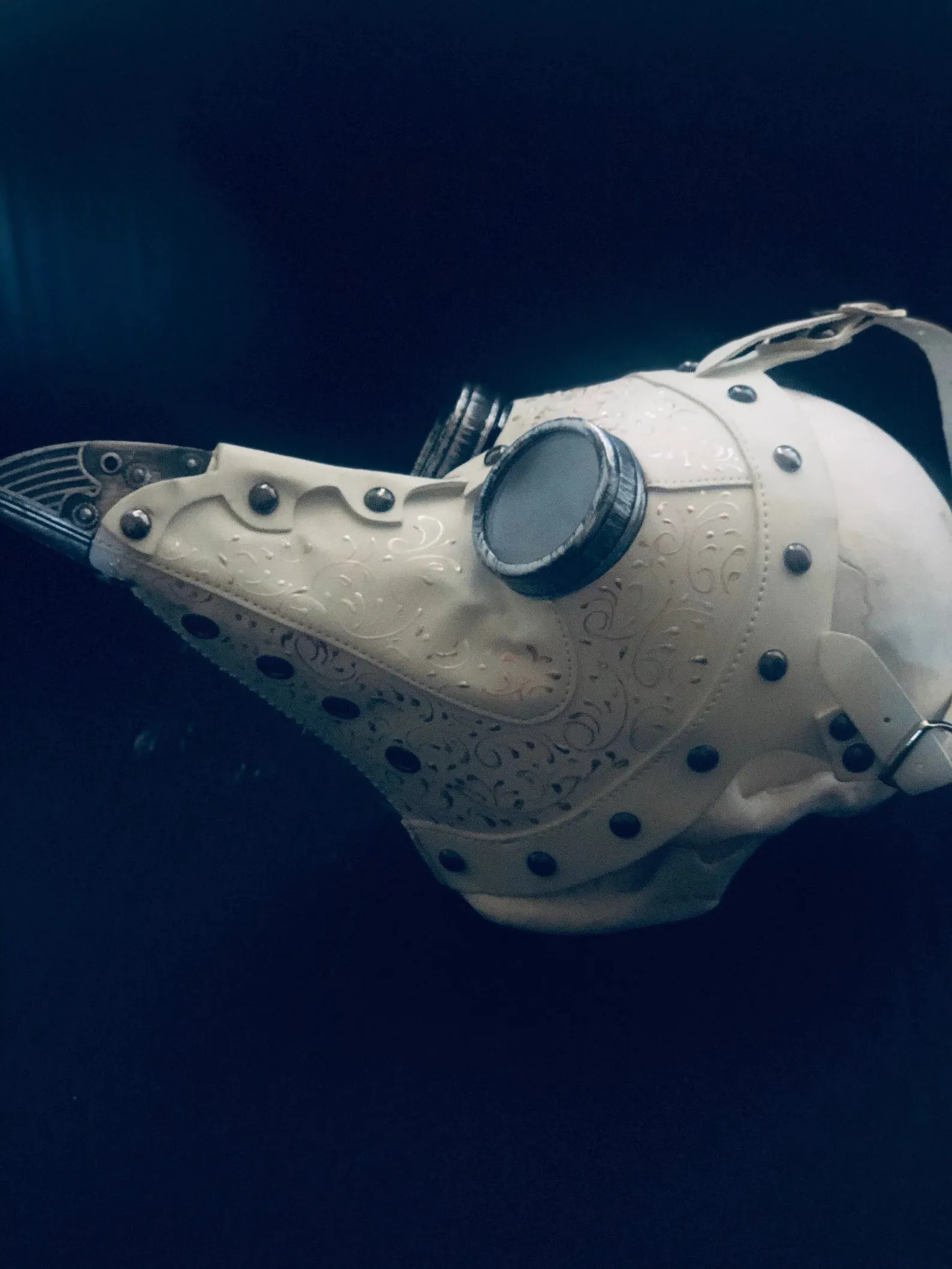 White Steampunk Filigree Plague Mask