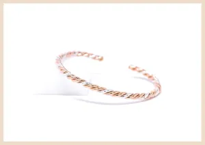 Woven Rose Gold and Silver Bangle Cuff Bracelet