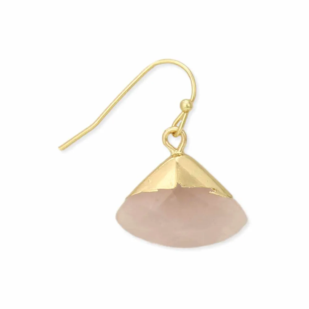 Zad Gold Dipped Luxury Rose Quartz Earrings