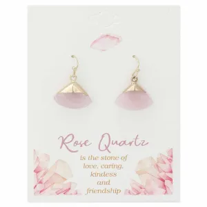 Zad Gold Dipped Luxury Rose Quartz Earrings